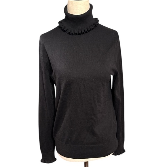 Kate Spade Black Ruffle Turtleneck - Picture 1 of 5